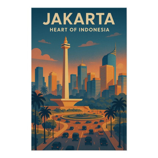 Póster JACARTA – Coração da Indonésia'. (Frente)