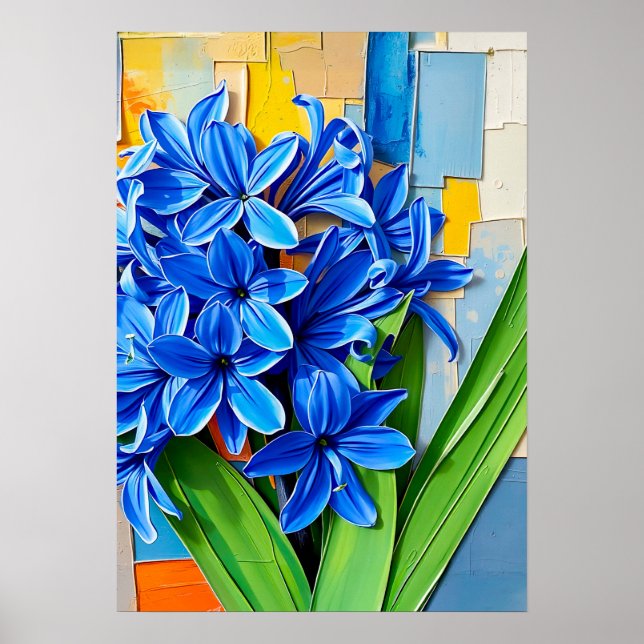 Poster Jacinto Vibrante em Estilo Abstrato Moderno (Frente)