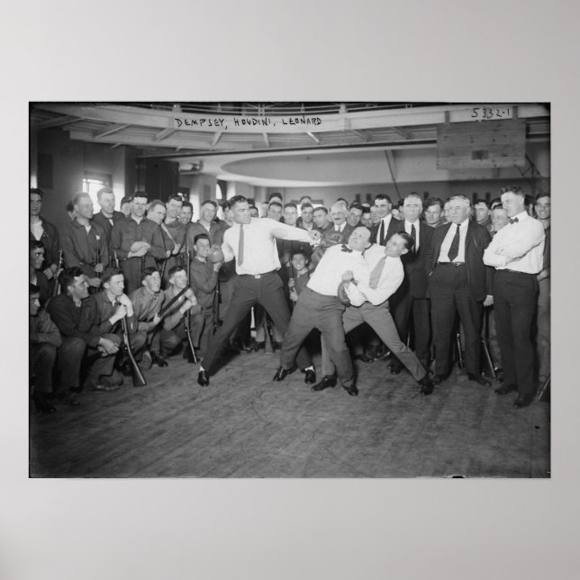 Póster Jack Dempsey Mock Combatendo Harry Houdini (Frente)