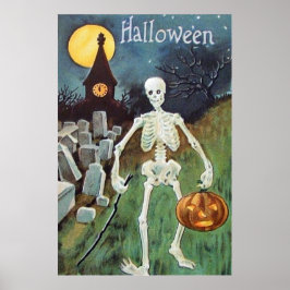 Poster Jack O' Lantern Pumpkin Skeleton Cemitério