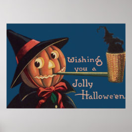 Poster Jack O' Lantern Pumpkin Witch Pipe