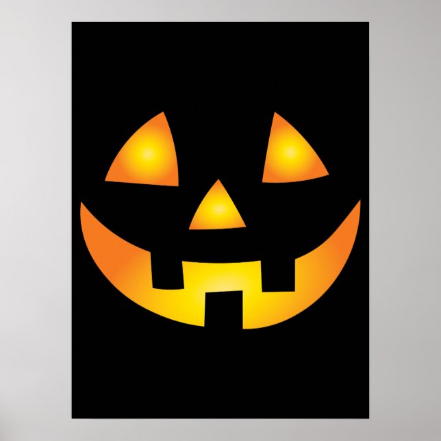Poster Jack O Lanterna Assustador Pumpkin Rosto Halloween (Frente)