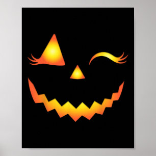 Poster Jack O Lanterna Face Pumpkin Eyelashes Hallowen Co