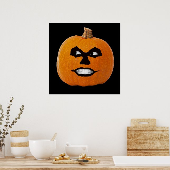 Poster Jack o' Lanterna Rosto Sinistro, Abóbora Halloween (Cozinha)