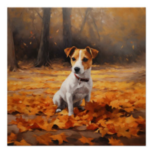 Póster Jack Russell no Outono Folhas Caem Inspiram