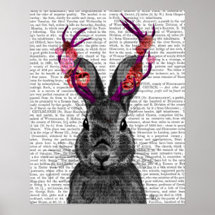 Póster Jackalope com Antlers Rosa