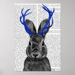 Póster Jackalope com Blue Antlers