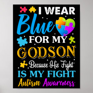 Poster Jackchel Art Eu Visto Azul Para Meu Deus Autismo D