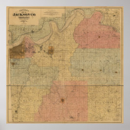 Póster Jackson County, Missouri Antique Map