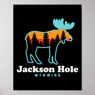 Poster Jackson Hole Wyoming Alces Montanhas Grand Tetons