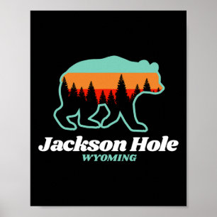 Poster Jackson Hole Wyoming Skiing Snowboard Bear