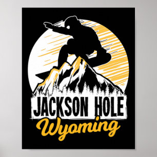 Poster Jackson Hole Wyoming Snowboard Gift Por Um Snowb