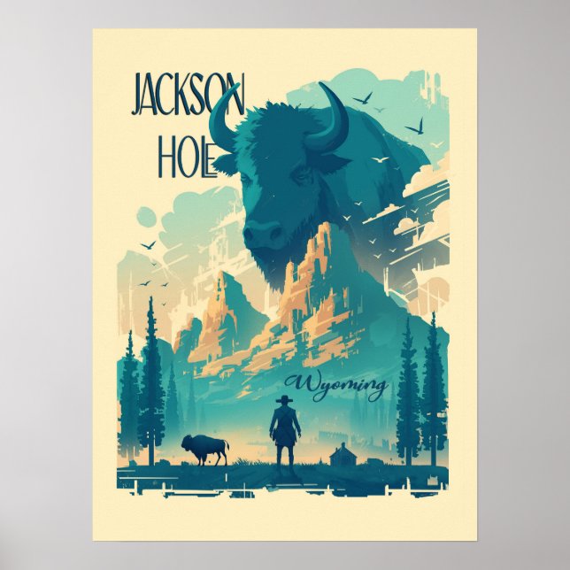 Poster Jackson Hole Wyoming Vintage (Frente)