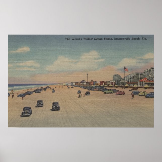 Poster Jacksonville Beach, FL - O Ocea mais largo do mund (Frente)