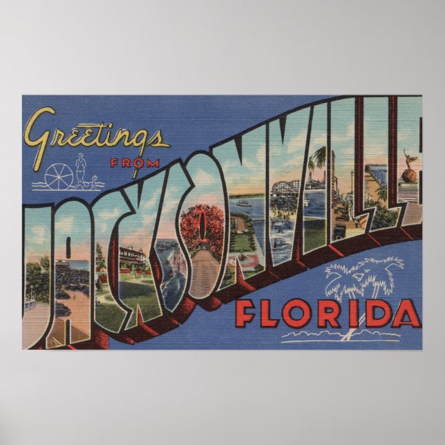 Poster Jacksonville, Flórida - Cenas com Letras Grandes (Frente)