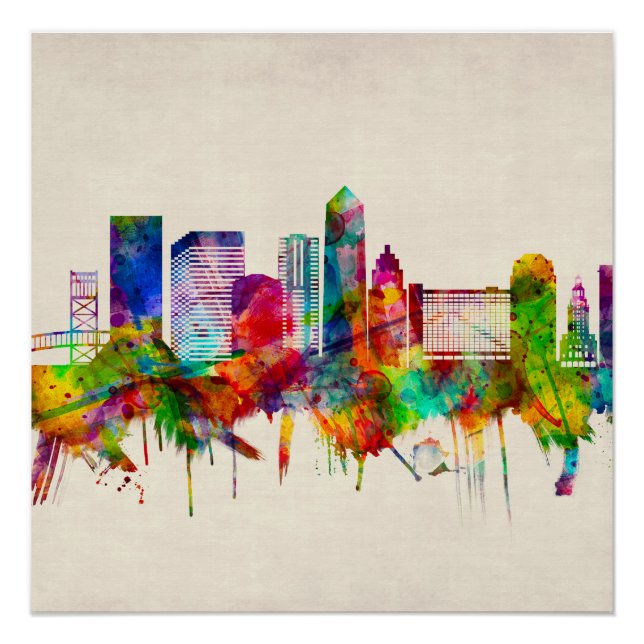 Póster Jacksonville Florida Skyline (Frente)