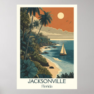Poster Jacksonville Florida Vintage Beach Ocean Art