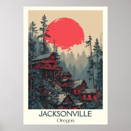 Poster Jacksonville Oregon Vintage Arte Rústica Dourada H