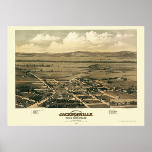 Poster Jacksonville, OU Mapa Panorâmico - 1883