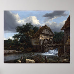Poster Jacob camionete Ruisdael dois Watermills
