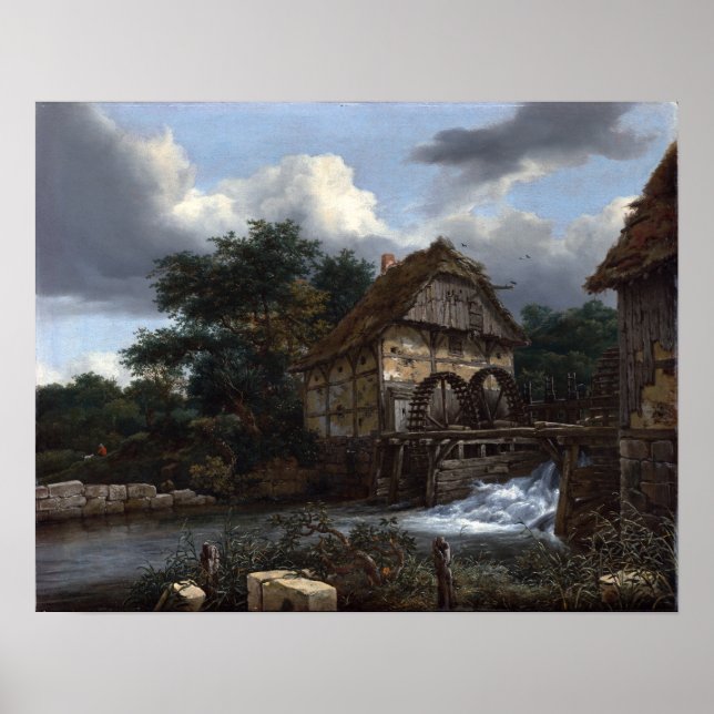 Poster Jacob van Ruisdael 2 Watermills (Frente)