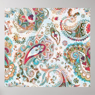 Poster Jacobean Ethnic Floral Patterno
