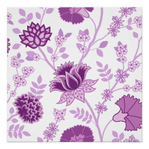 Póster Jacobean Floral Lg Pattern Pinks em Branco
