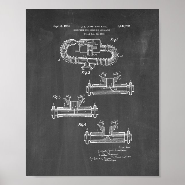 Poster Jacques Cousteau Mouthpaper For Brething Apparatu (Frente)