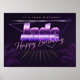Poster Jade Nome Sobrenome lilás Pôster retrô Aniversário