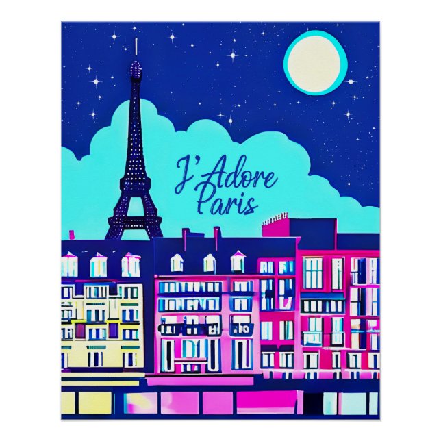 Póster J'adore Paris - Fantasia Paris sob lua cheia (Frente)