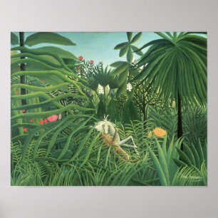 Póster Jaguar que ataca um cavalo, 1910