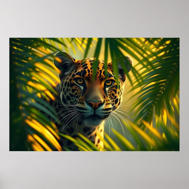 Poster Jaguar Tropical Amazônia Selva Selvagem Grande Gat (Frente)