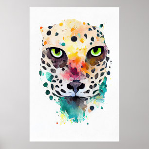 Poster Jaguar Wild Animal Nature Watercolor Pintura