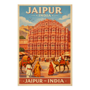 Póster Jaipur, Índia, em um clássico retrô