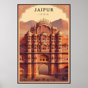 Poster Jaipur Índia - Viagens vintage da cidade de Palace