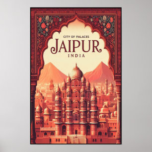 Poster Jaipur Índia - Viagens vintage da cidade de Palace