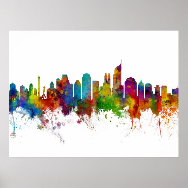 Poster Jakarta Skyline Indonésia (Frente)