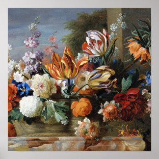 Poster Jakob Bogdani Tulips Peonies e outras Flores