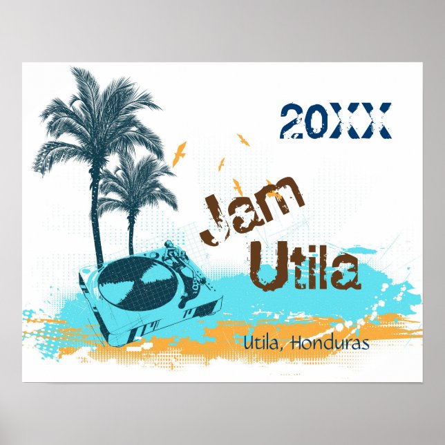 Póster Jam Utila Honduras Tropical Concert (Frente)