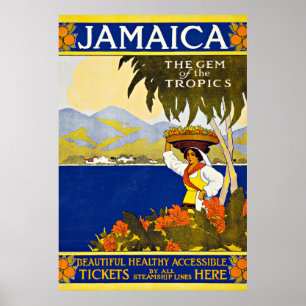 Poster Jamaica Caribbean Sea Vintage Travel
