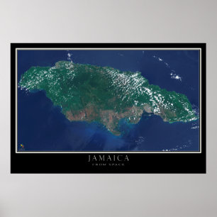 Póster Jamaica from Space Satellite Map