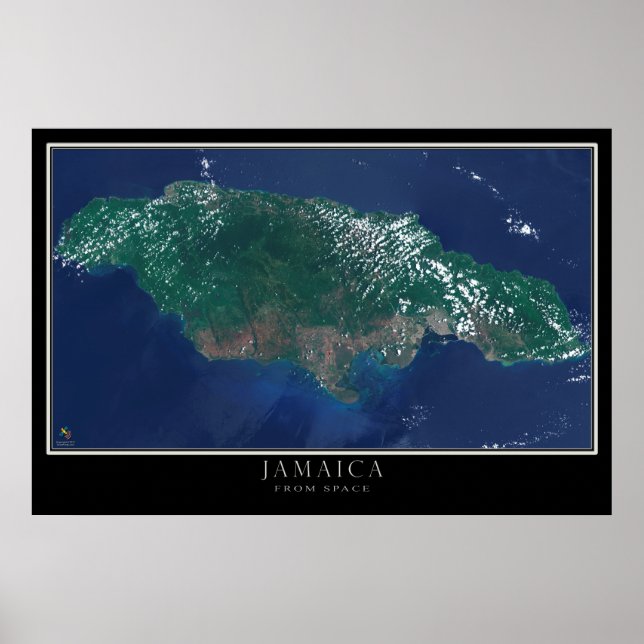 Póster Jamaica from Space Satellite Map (Frente)