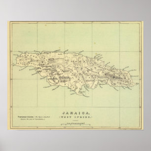 Póster Jamaica Lithographed Map