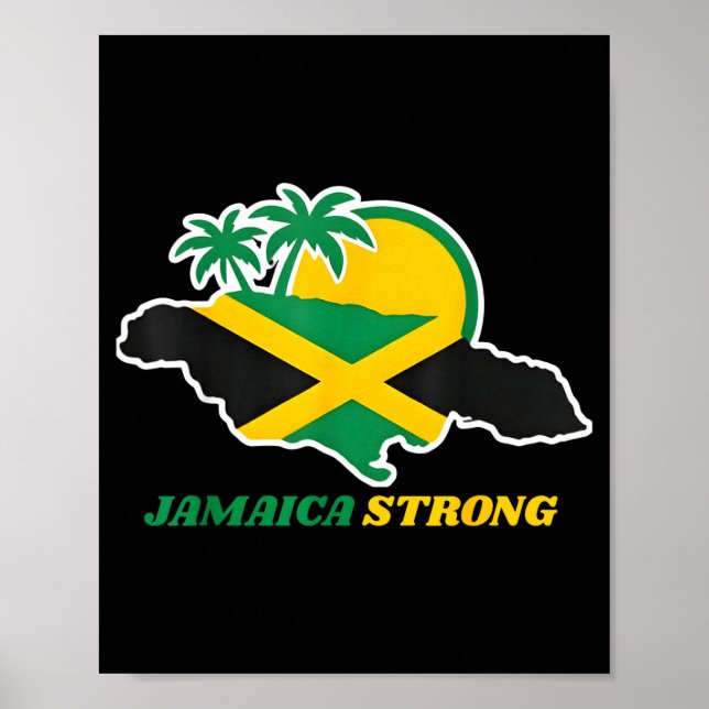Poster Jamaica Strong I Love Jamaican Flag Heart Women Me (Frente)