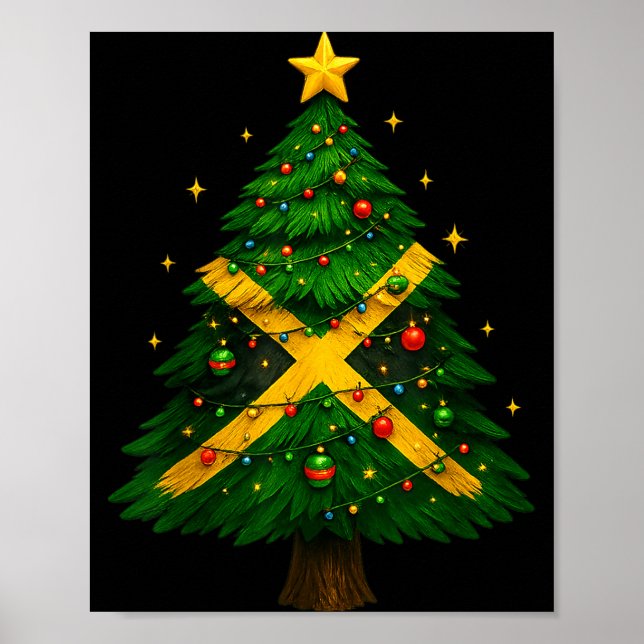 Poster Jamaican Christmas Tree Design, Festive Holiday Gr (Frente)