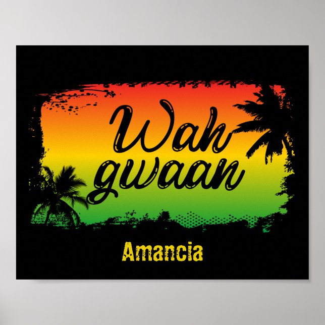 Poster Jamaicano Rasta Wah Gwaan Patwah Phrase (Frente)