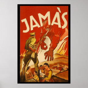Poster JAMAS - Guerra Civil espanhola Rara