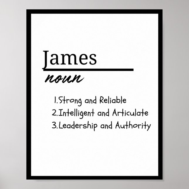 Poster James, Definição de Nome Personalizado de Menino (Frente)