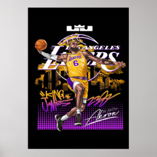 Poster james lebron, nba, basquete, james king, slam du
