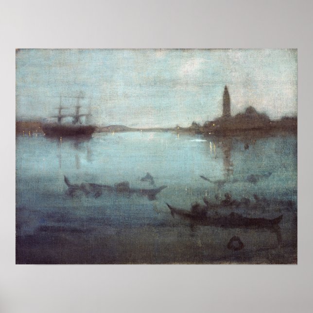 Póster James McNeil Whistler Nocturne em Azul e Prata (Frente)